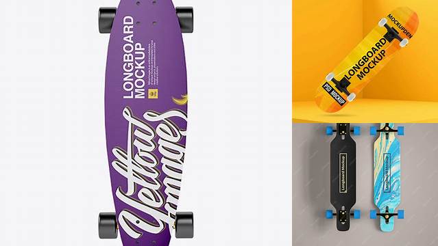 1591+ Longboard PSD Mockup Front View Creative Digital PSD Download