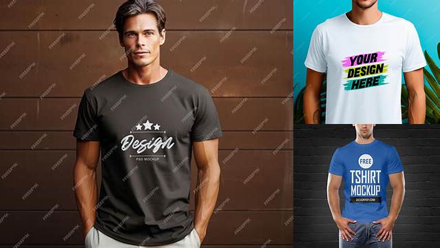 1592+ Men's T-shirt PSD Mockup Front View High-End PSD Download