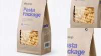 1594+ Kraft Bag with Fusilli Pasta PSD Mockup Half Side View Free Design Resource