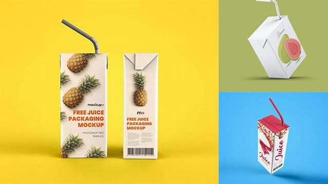 1597+ 125ml Juice Carton Box with Straw PSD Mockup Elegant Photoshop Mockup