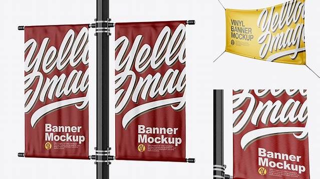 1597+ Two Glossy Banners PSD Mockup Half SIde View Free Download Design Mockup