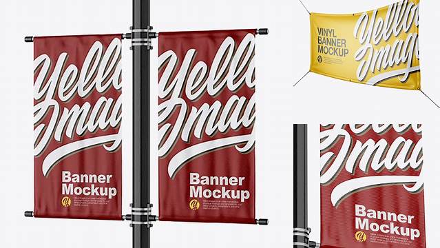 1597+ Two Glossy Banners PSD Mockup Half SIde View Free Download Design Mockup