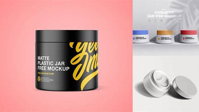 1597+ Two Matte Round Cosmetic Jars PSD Mockup Free PSD for Designers