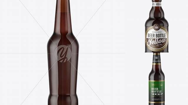 1600+ 330ml Amber Glass Red Ale Bottle with Foil PSD Mockup Photoshop Freebie