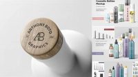 1601+ Metallic Cosmetic Bottle With Wooden Cap PSD Mockup Free Creative Design