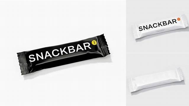 1602+ Matte Snack Bar PSD Mockup Back Half Side View High-Angle Shot Premium Free Graphic Resource