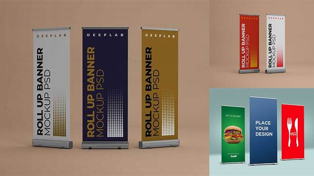 1603+ Roll Up Banner Mockup Free Download Smart Layer PSD