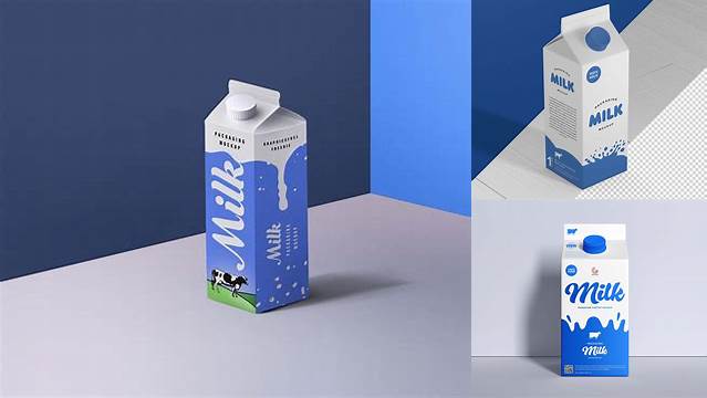 1606+ 1000ml Milk Carton Package PSD Mockup Free Downloadable PSD