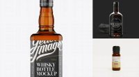 1606+ Amber Bottle with Whiskey PSD Mockup Front View High-Resolution PSD Download