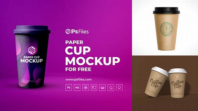 1615+ Kraft Coffee Cup with Lid PSD Mockup Custom Mockup PSD for Free