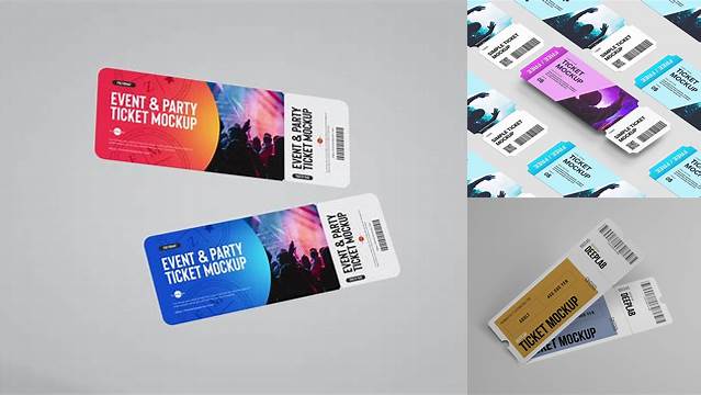 1615+ Paper Ticket PSD Mockup Custom Design Freebie PSD