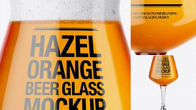 1615+ Teku Glass With Hazel Orange Beer PSD Mockup For Free Download