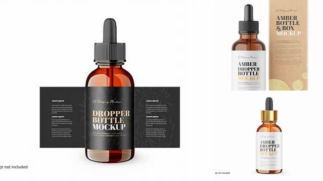 1617+ Amber Glass Dropper Bottle with Silver Cap PSD Mockup Fully Editable Photoshop PSD Free Download