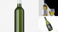 1619+ Green Glass Bottle With White Wine PSD Mockup High-End Creative PSD Template