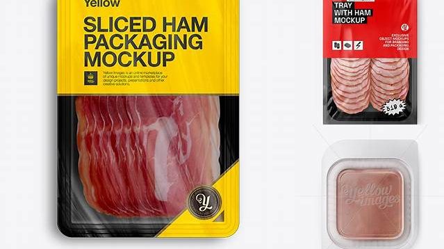 1619+ Plastic Tray with Sliced Ham PSD Mockup Creative Layered Design File