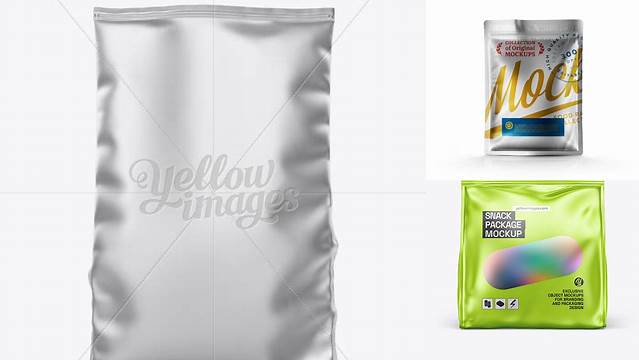 1622+ Matte Metallic Stand-up Bag PSD Mockup Front View Free Mockup Templates