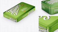 1626+ Two Metallic Tin Boxes PSD Mockup Halfside View Custom Design Freebie PSD