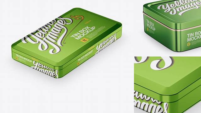 1626+ Two Metallic Tin Boxes PSD Mockup Halfside View Custom Design Freebie PSD