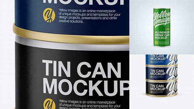 1627+ 5oz Three Cans PSD Mockup Elegant PSD Mockup