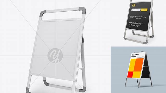 1628+ Aluminium A-Frame Board PSD Mockup Half Side View Easy-to-Use PSD Template