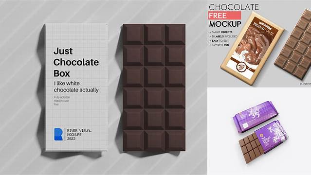 1629+ Glossy Chocolate Bar PSD Mockup Fully Layered Photoshop Freebie