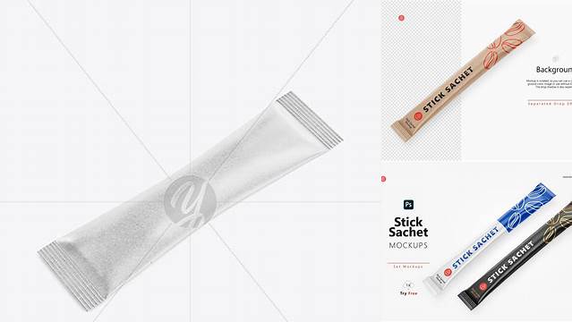 1631+ Kraft Stick Sachet PSD Mockup Half Side View High-Resolution Editable PSD