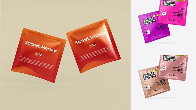 1631+ Two Closed Boxes with Sachets PSD Mockup Editable Design PSD File