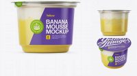 1633+ Banana Mousse Cup PSD Mockup Eye-Level Shot High-End Photoshop Mockup