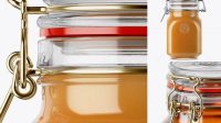 1636+ 900ml Raw Honey Glass Jar with Clamp Lid PSD Mockup Half Side View Unique and Creative Free PSD File