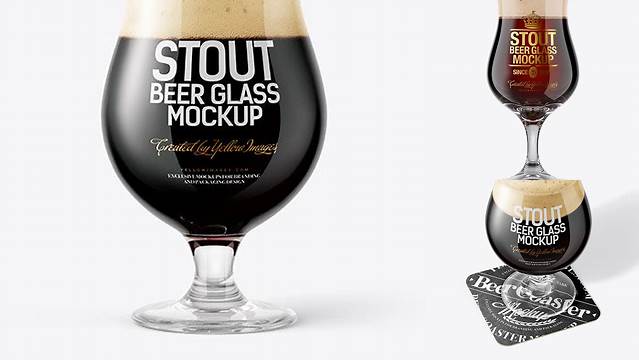 1637+ Tulip Glass With Stout Beer PSD Mockup Stylish Free PSD