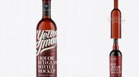 1639+ Red Glass Liquor Bottle PSD Mockup Front View Photoshop Resource Free