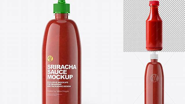 1640+ Sriracha Sauce Bottle PSD Mockup Modern Photoshop Resource