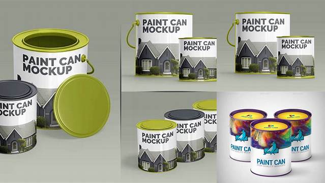 1641+ Glossy Paint Can PSD Mockup High-Angle Shot Free Creative Design