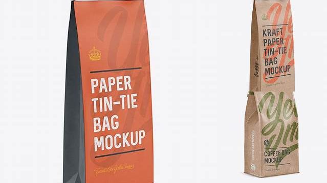 1641+ Kraft Paper Bag with a Metallic Tin-Tie PSD Mockup Halfside View High-Quality Digital Mockup Resource