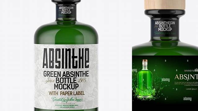 1645+ Green Glass Absinthe Bottle PSD Mockup Professional Design PSD