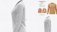 1649+ Womens Long Sleeve T-Shirt HQ PSD Mockup Side View Free Graphic Design Resource