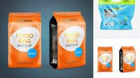 1652+ Glossy Plastic Food Bag PSD Mockup Halfside View Editable and Customizable PSD