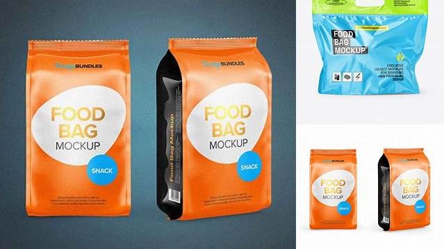 1652+ Glossy Plastic Food Bag PSD Mockup Halfside View Editable and Customizable PSD