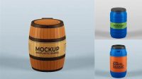 1657+ 130L Plastic Barrel PSD Mockup Editable Graphic Free PSD