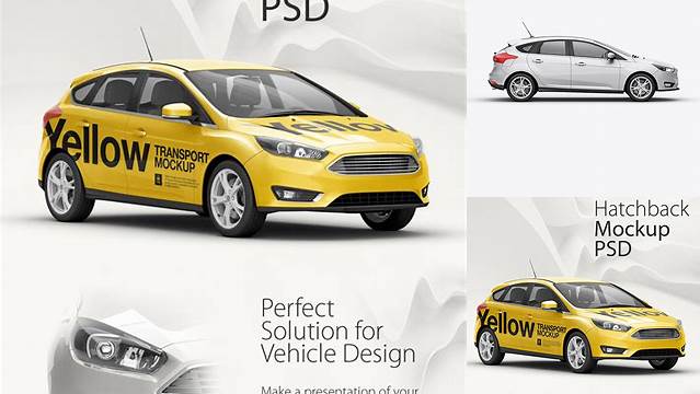 1657+ Hatchback 5-Door HQ PSD Mockup Side View Advanced Editable PSD