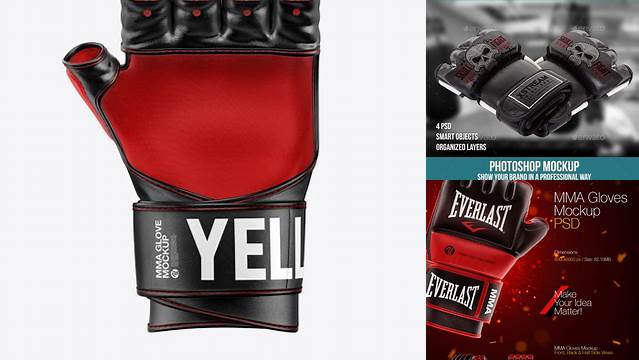 1657+ MMA Glove PSD Mockup Back View Photoshop Resource Free