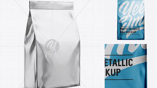 1657+ Stitched Matte Metallic Bag PSD Mockup Halfside View Exclusive Layered PSD Mockup