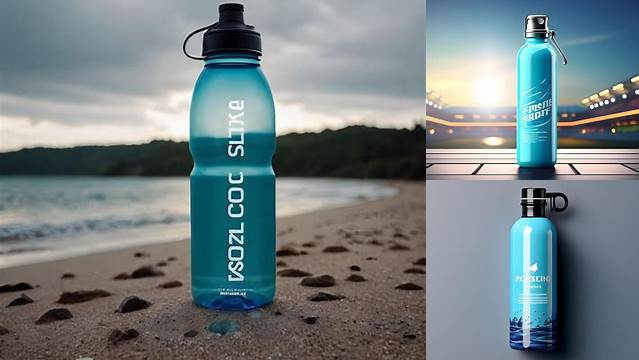 1661+ Blue Plastic Water Bottle with Sport Cap PSD Mockup Elegant PSD Mockup