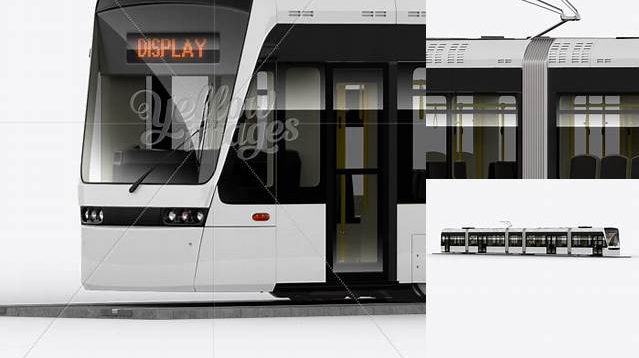 1662+ Light Rail Train Bybanen PSD Mockup Half Side View Custom Design Freebie PSD