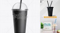 1665+ Milkshake Cup With Straw Black Custom PSD Mockup Template