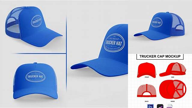 1665+ Snapback Trucker Cap PSD Mockup Left Side View Photoshop PSD Free for Designers