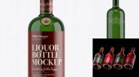 1668+ 700ml Green Glass Liquor Bottle PSD Mockup Download Free PSD