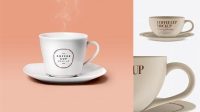 1668+ Ceramic Coffee Cup with Sauser PSD Mockup Creative and Modern PSD Freebie