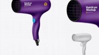 1671+ Matte Hairdryer PSD Mockup Half Side View High-Quality Digital Mockup Resource