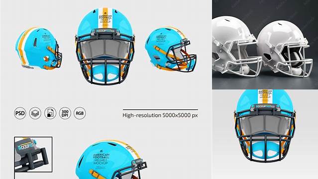 1672+ American Football Helmet PSD Mockup Back View High-Quality Editable PSD